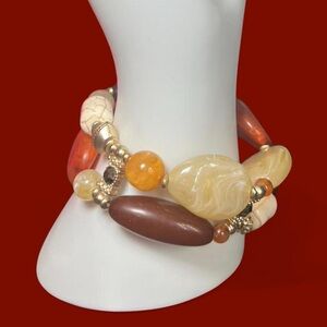 Y2K Gold and Orange Beaded Bracelet